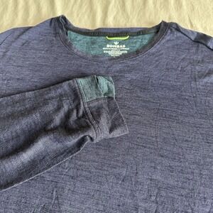 Bombas Long Sleeve Shirt Men 2XL Blue Merino Wool Tencel Blend Micro Stripe NWOT